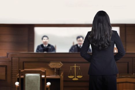 Attorney in courtroom